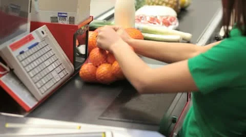 Pretty cashier Stock Footage