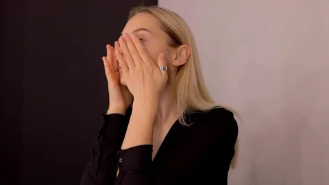 Pretty caucasian model applying professional makeup. beautiful woman applying Stock Footage 113807538
