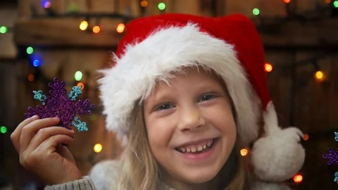 Pretty child with snowflakes Video stock 96982660