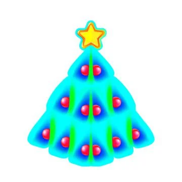 Pretty Christmas tree made of blue, green speck and yellow star. Stock Illustration