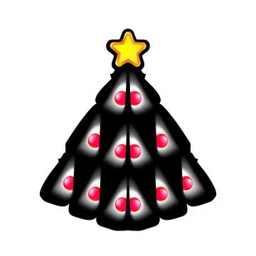 Pretty Christmas tree made of white speck and yellow star. Stock Illustration