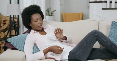 Pretty confident in good mood young african american woman in casual clothes Stock Footage 144264287