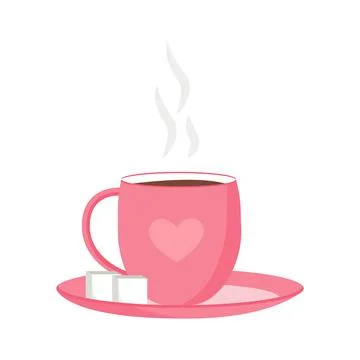 Pretty cup of steaming tea semi flat color vector object Stock Illustration