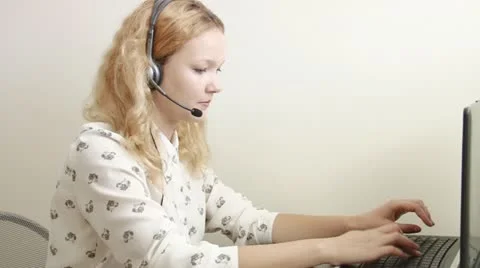 Pretty customer service worker helping out Stock Footage 12554148