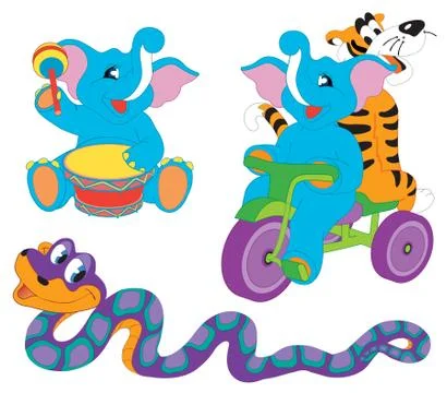 Pretty cute cartoon animals Stock Illustration