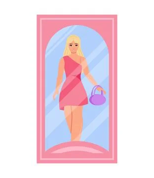 Pretty Doll. Barbiecore Aesthetic. Vector Illustration In Flat Style Stock Illustration