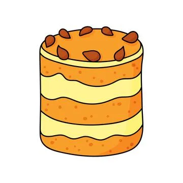 Pretty doodle cake. Design sketch element for menu cafe, bistro, restaurant,  Stock Illustration
