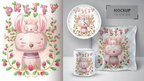 Pretty easter - poster and merchandising. Stock Illustration