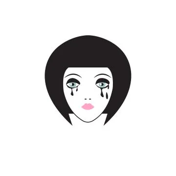 Pretty face with tears Stock Illustration