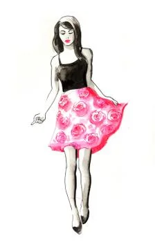 Pretty female model Stock Illustration