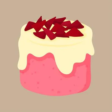 Pretty flat cake. Design sketch element for menu cafe, bistro, restaurant, co Stock Illustration
