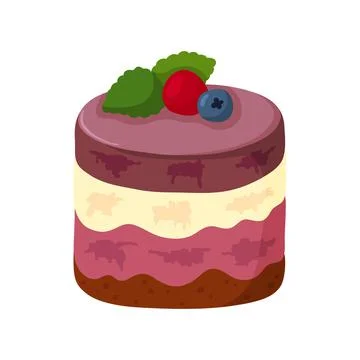 Pretty flat cake. Design sketch element for menu cafe, bistro, restaurant, co Stock Illustration