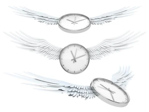 Pretty flying time (time spending concept - clock with wings) Illustrazione stock