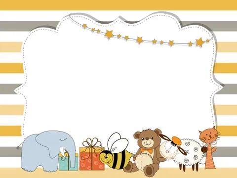 Pretty frame on color lines , template for baby shower or birthday card Stock Illustration