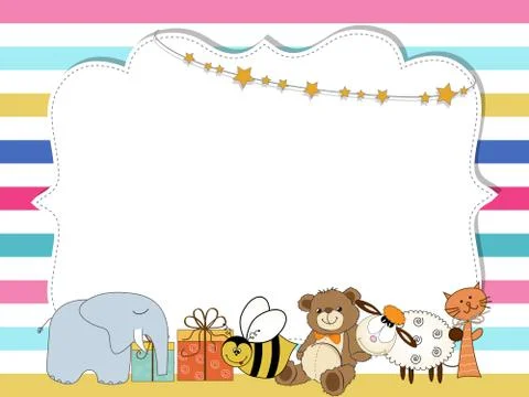 Pretty frame on color lines , template for baby shower or birthday card Stock Illustration