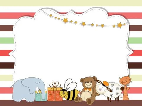 Pretty frame on color lines , template for baby shower or birthday card Stock Illustration
