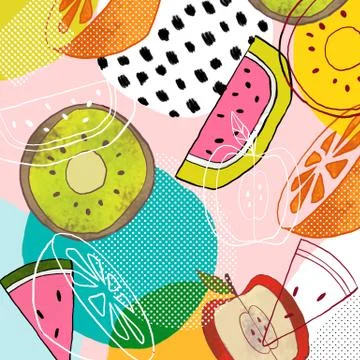 Pretty fruit background Stock Illustration