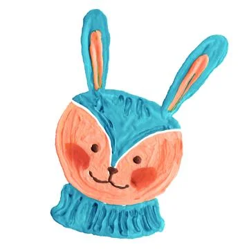 Pretty funny cute smiling hare or rabbit with Christmas mood Stock Illustration