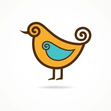 Pretty funny vector yellow bird on the white background stock vector Stock Illustration