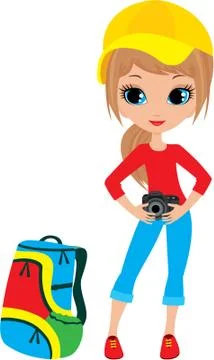 Pretty girl with the camera Stock Illustration