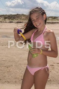 Pretty Girl On Holidays At The Beach