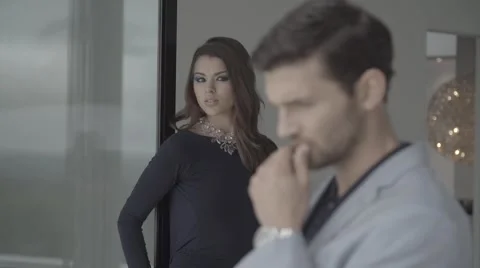 Pretty girl man model posing to camera focus pull Stock Footage 68709390
