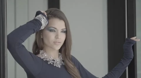 Pretty girl model posing to camera Stock Footage 68709433