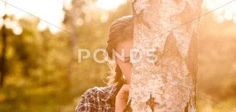 Pretty girl in the park Stock Photos