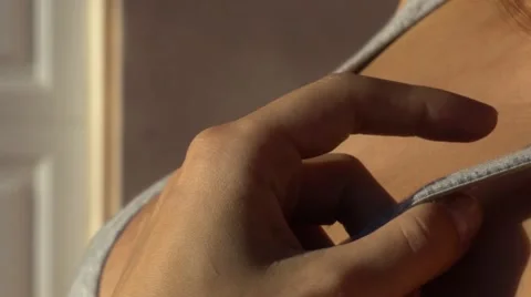 Pretty girl seduces a guy, posing for the camera, slow motion Stock Footage 66540791