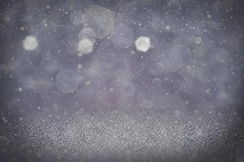 Pretty glossy abstract background glitter lights and falling snow flakes fly Illustrazione stock