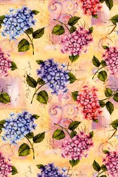 Pretty hydrangea vintage wallpaper Stock Photos
