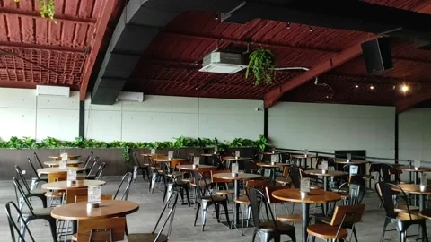 Pretty interiors with giant screen in the middle Stock Footage 263131771
