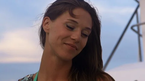 Pretty Lady Drinking Champagne On Summer Getaway On Boat Stock Footage 125670014