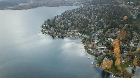 Pretty lake during fall Stock Photos