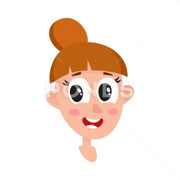 Pretty light brown hair woman, wow facial expression Stock Illustration