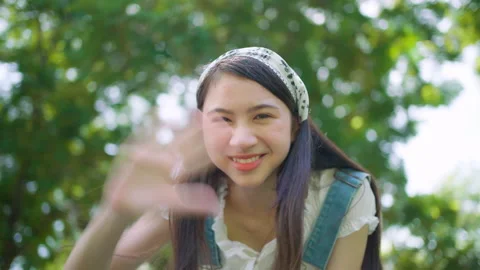 Pretty looking at camera and smile Video stock 197324378