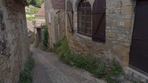 The Pretty Medieval Cobbled Streets Of Beynac et Cazenac, France Stock Footage 302472210