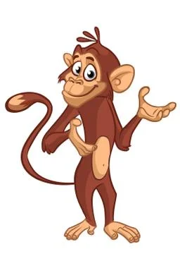 Pretty monkey cartoon. Vector illustration of chimpanzee monkey Stock Illustration
