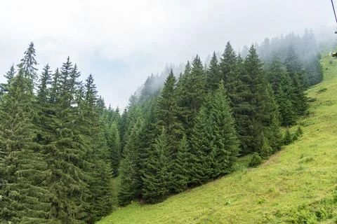 Pretty mountain behind fog in Chatel France Stock Photos