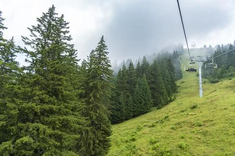 Pretty mountain behind fog in Chatel France Stock Photos