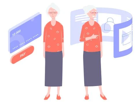 Pretty old lady. Stock Illustration