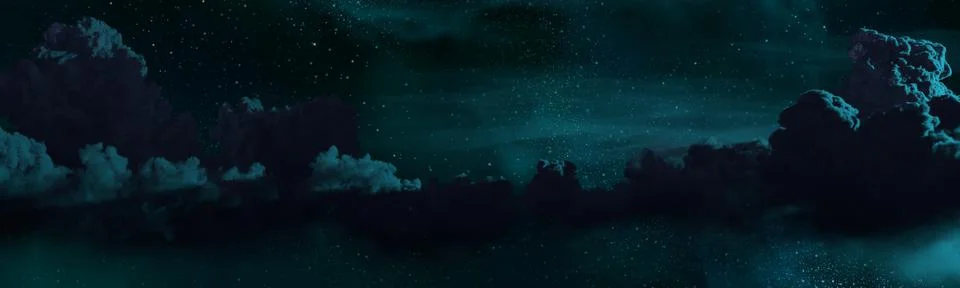 Pretty panoramic clouds at night background . digital Stock Illustration