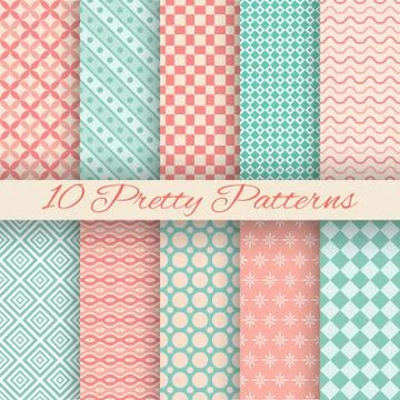 Pretty pastel vector seamless patterns (tiling, with swatch) Stock Illustration