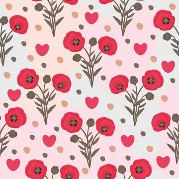 Pretty poppy seamless pattern Stock Illustration