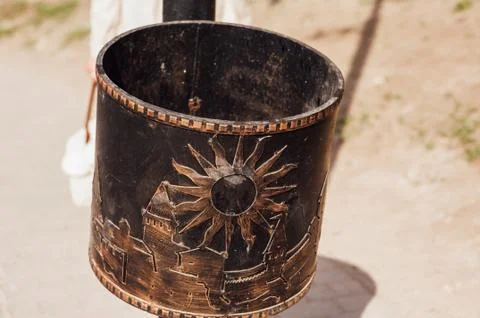 Pretty rubbish bin with an artistic pattern Stock Photos
