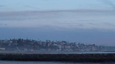 Pretty Seaside Town at Dusk Stock Footage 171401332
