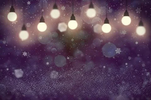 Pretty shining abstract background glitter lights with light bulbs and falling Stock Illustration