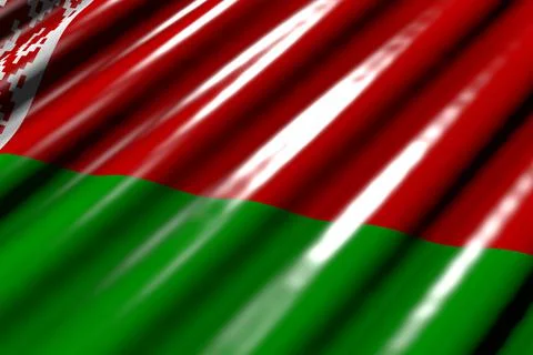 Pretty shining flag of Belarus with large folds lay diagonal - flag Ilustração Stock