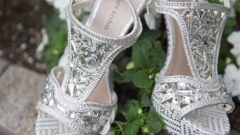 Pretty shoes for wedding Stock Footage 71259613