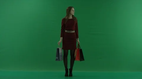 Pretty shopping woman in casual clothes ... | Stock Video | Pond5